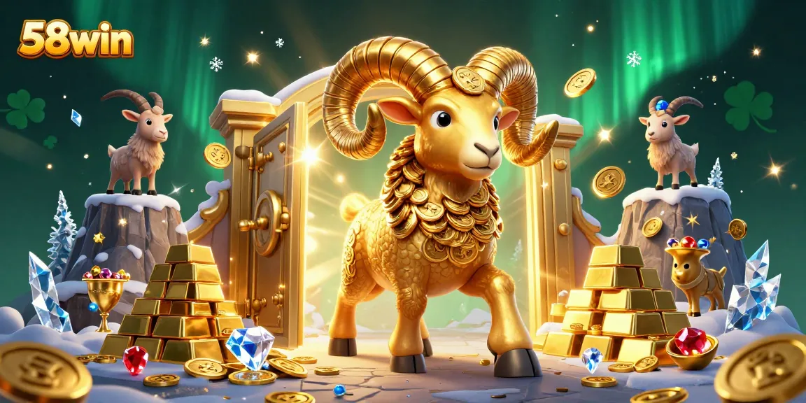 Engage with the thrilling 58win golden ram as it charges towards the treasure vault, surrounded by jewels and coins.