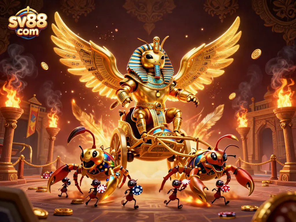 Experience thrilling wins at sv88 com with poker-playing ants amidst a lavish casino scene.