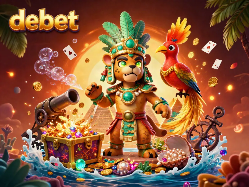 Engage in exhilarating gameplay with debet, featuring vibrant characters in a dynamic casino scene.
