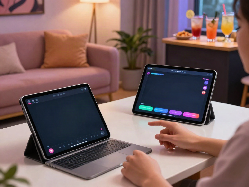 Engaging porn chat interface featuring an animated avatar and a user, modern lounge atmosphere.