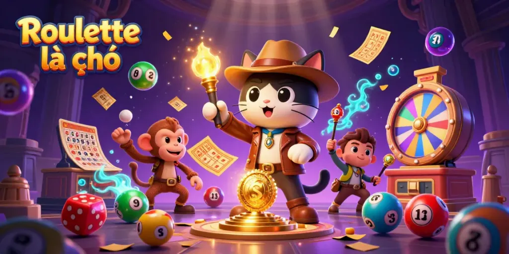 Experience Roulette là gì through a vibrant 3D exploration scene with dynamic elements.