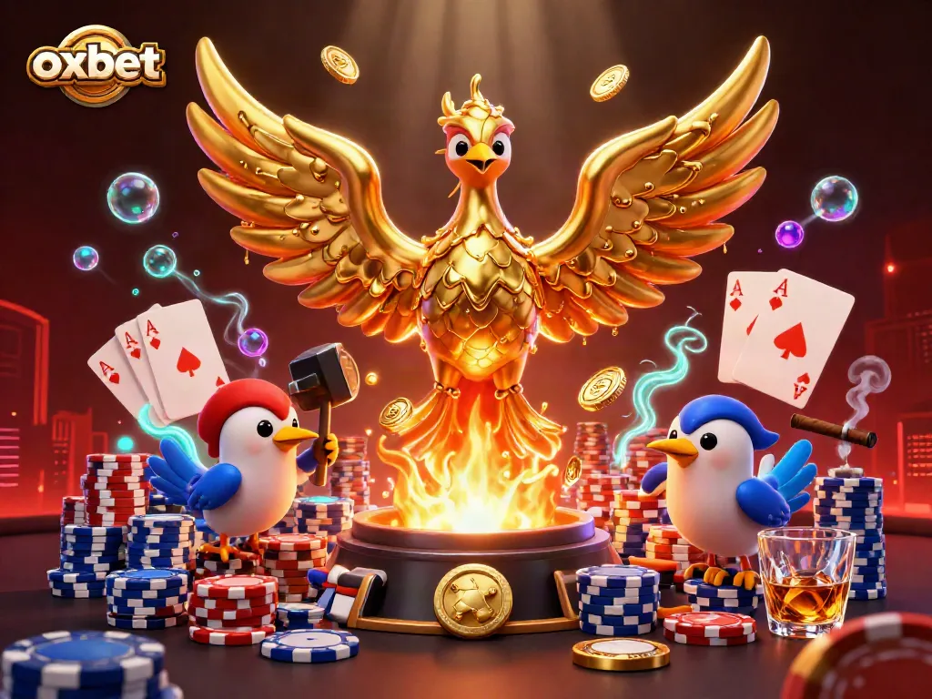 Experience dynamic poker action with OXBET's molten phoenix and vibrant gaming atmosphere.