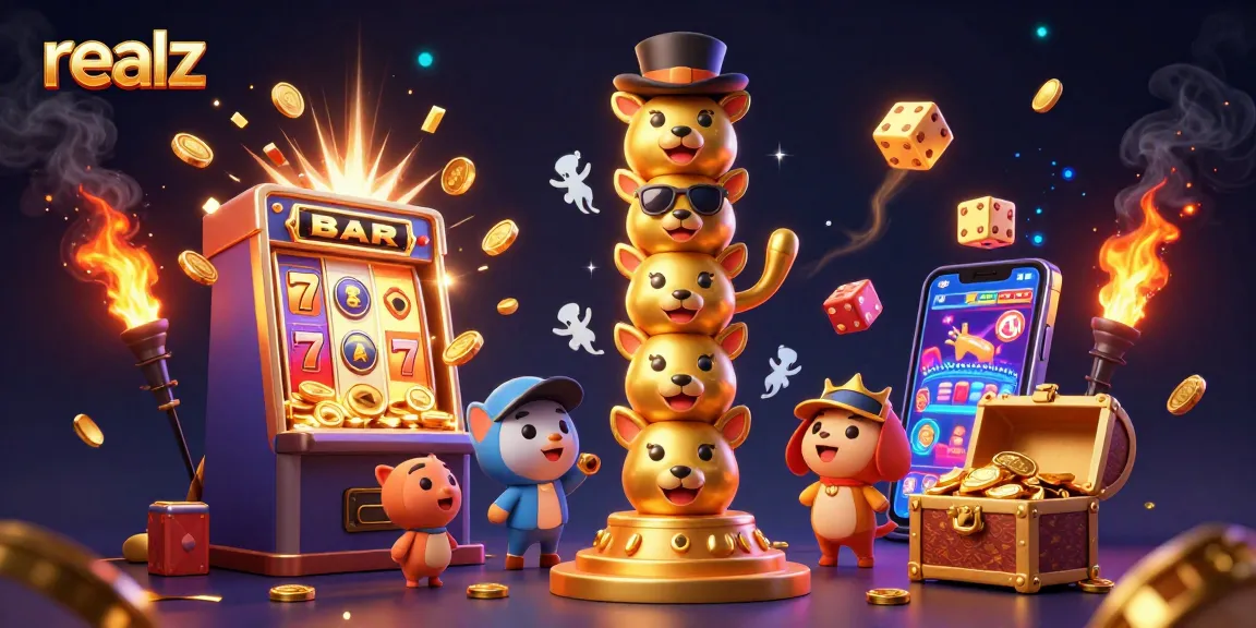 Engage in thrilling gameplay at realz with a vibrant casino scene featuring dynamic animations and a jackpot explosion.